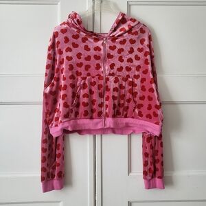 Dolls Kill Sugar Thrillz Pink Heart Velour Crop Hoodie Size 3x Jennifer's Body